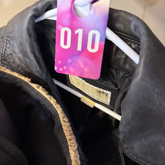 Michael Kors Leather Moto Biker Jacket Size Small Black Zip Lined Bikercore Edgy - Picture 12 of 12